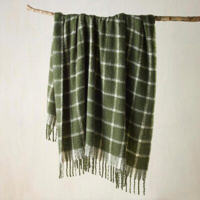 Maldon Throw Rug Mohair Forest Green | OMF