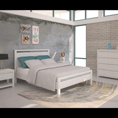 Riviera Slat Spaced King Bed Frame Brushed White | OMF