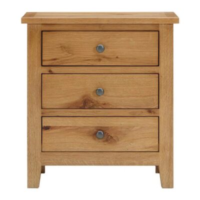 Claire American White Oak Timber 3-Drawer Bedside Table | OMF