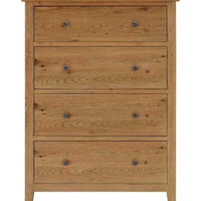 Claire American White Oak Timber 4-Drawer Tallboy chest | OMF