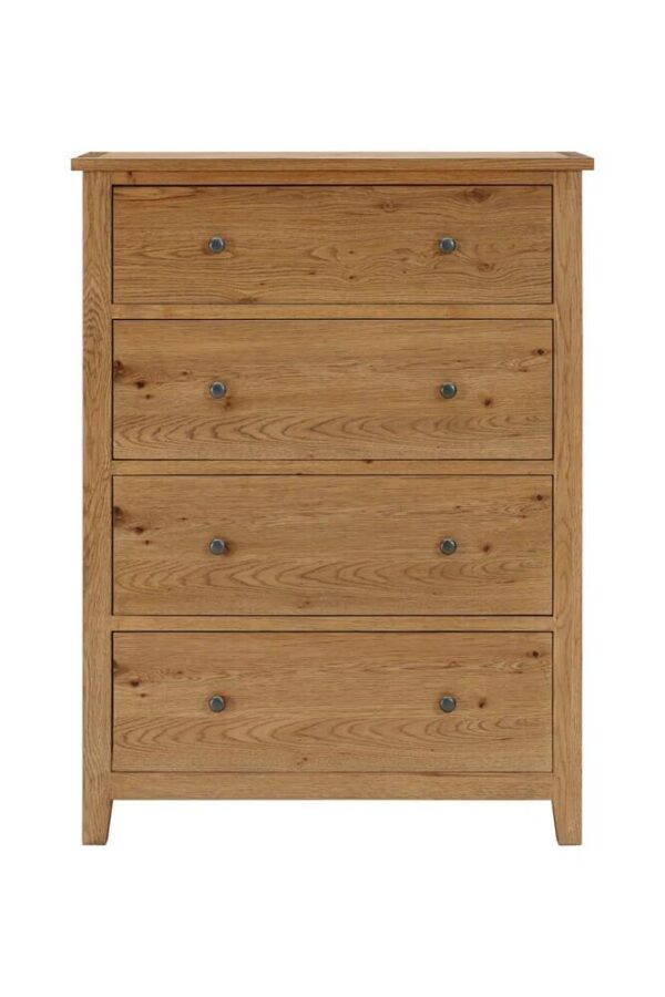 Claire American White Oak Timber 4-Drawer Tallboy chest | OMF