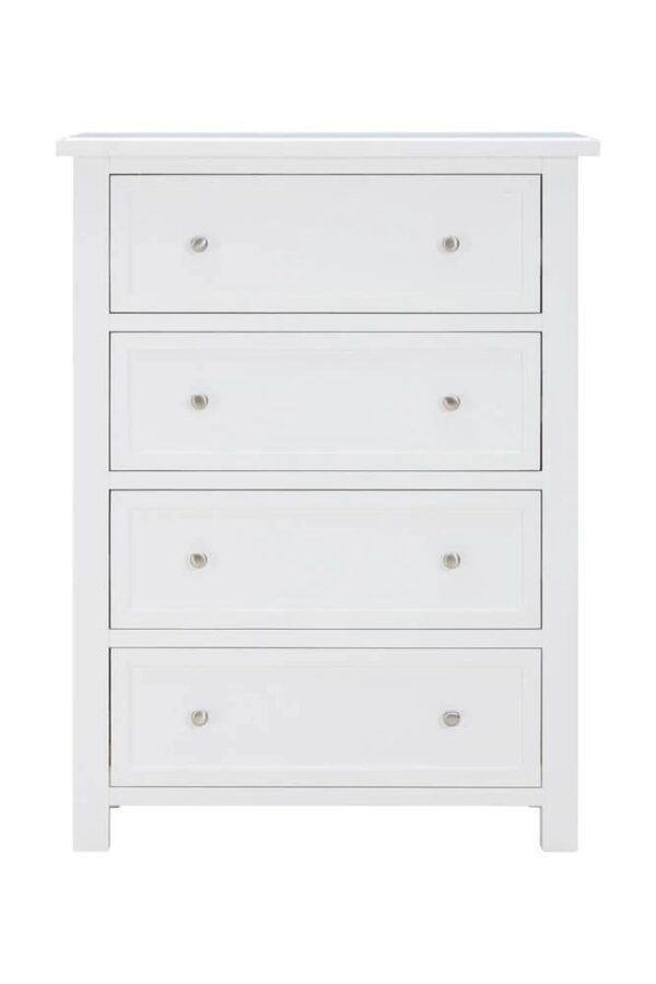 Hamptons Tallboy 4 Drawer White | OMF