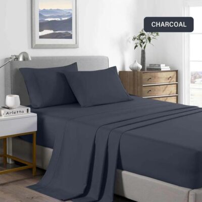 Royal Comfort Bamboo Cooling 2000TC Sheet Set Single Charcoal | OMF