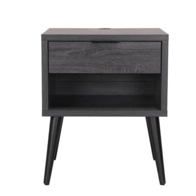 Rio 1 Drawer Bedside Table Charcoal | OMF