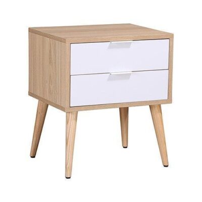 Oslo Oak 2 Drawer Bedside Natural White | OMF