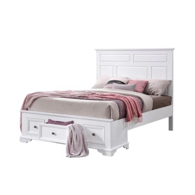 Quinn 3 Drawer Bed Frame King White | OMF