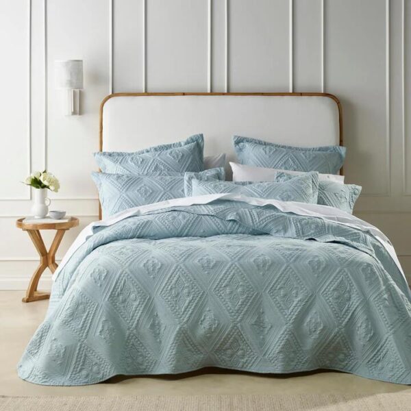 Aspen King Sky Blue Bedspread Set | OMF