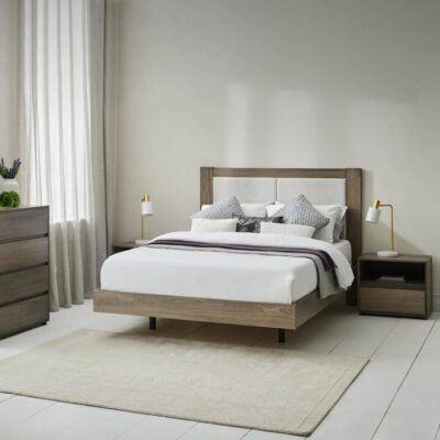 Yarra Floating King Upholstered Bed Frame - Ghost Gum | OMF