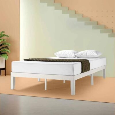 Moiz 35cm Wood Platform Queen Bed Base White | OMF