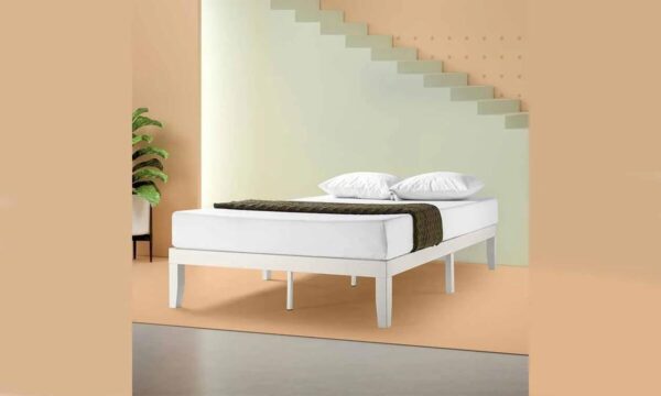 Moiz 35cm Wood Platform Queen Bed Base White | OMF