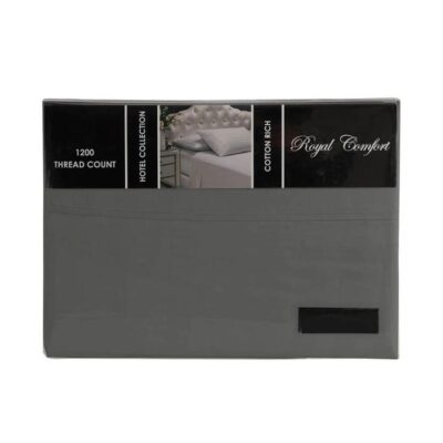 Royal Comfort 1200 Thread Count Damask Stripe Cotton Blend Sheet Set King Charcoal Grey | OMF