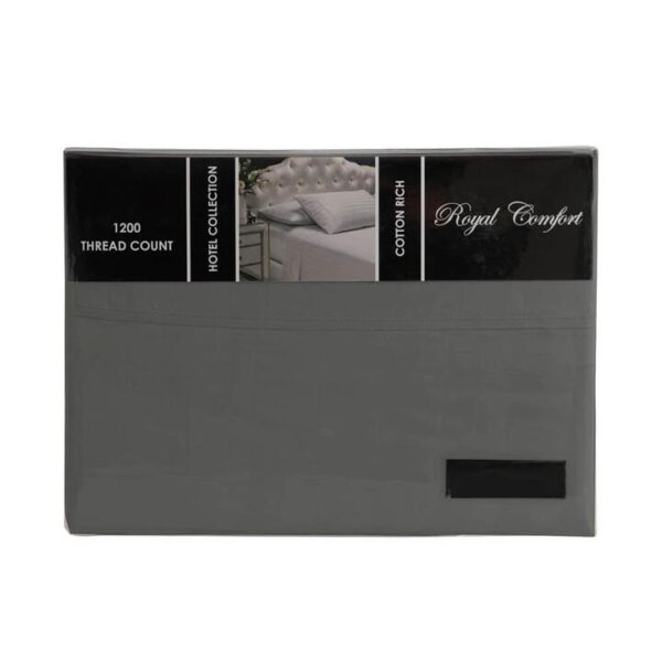 Royal Comfort 1200 Thread Count Damask Stripe Cotton Blend Sheet Set King Charcoal Grey | OMF