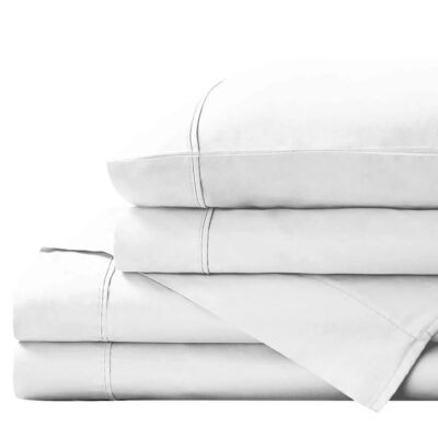Royal Comfort 1500TC Cotton Rich Fitted 4 Piece Sheet Set King White | OMF
