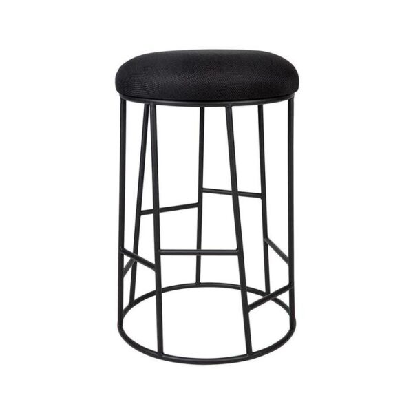 Aiden Black Steel Kitchen Stool Black Linen | OMF