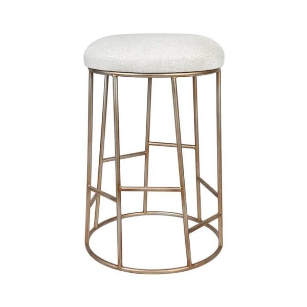 Aiden Gold Steel Kitchen Stool Natural Linen | OMF