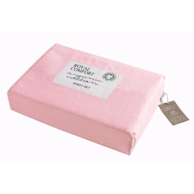 Royal Comfort 250TC 100% Organic Cotton 4 Piece Sheet Set King Blush | OMF