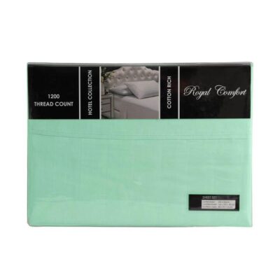 Royal Comfort 1200TC Damask Stripe Cotton Blend Sheet Set Queen Mist | OMF