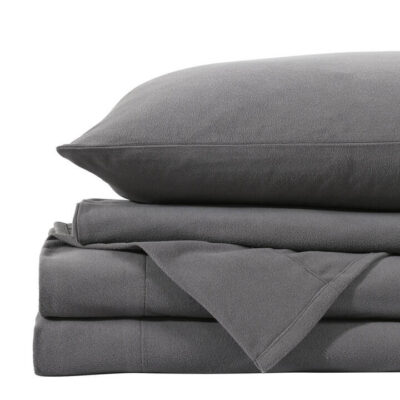 Royal Comfort Polar Fleece Flannel Sheet Set Double Charcoal | OMF