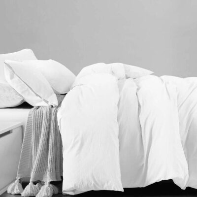 Royal Comfort Jersey Cotton Quilt Cover Set Queen White | OMF