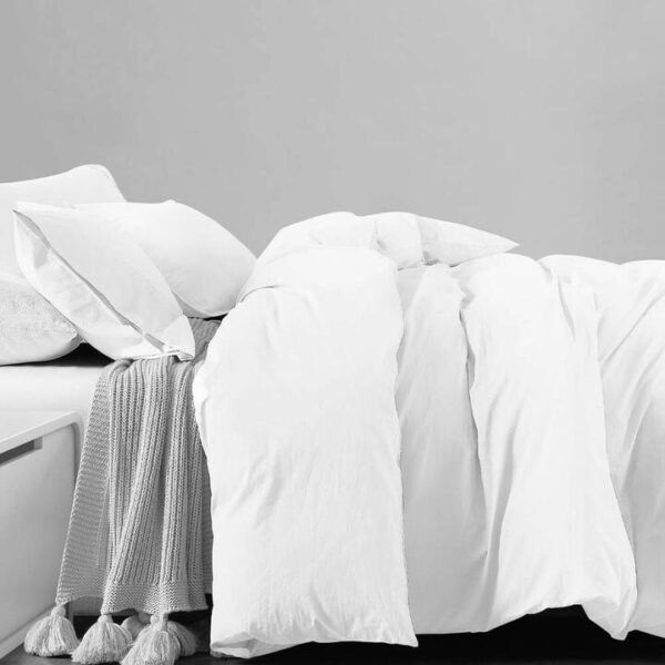 Royal Comfort Jersey Cotton Quilt Cover Set Queen White | OMF