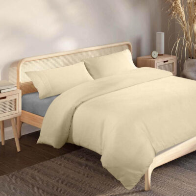 Royal Comfort Blended Bamboo Quilt Cover Set Dark Double Ivory | OMF