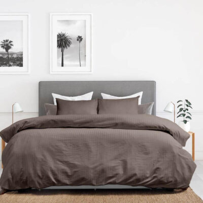 Royal Comfort Kensington 1200TC 100% Cotton Stripe Quilt Cover Set King Charcoal | OMF