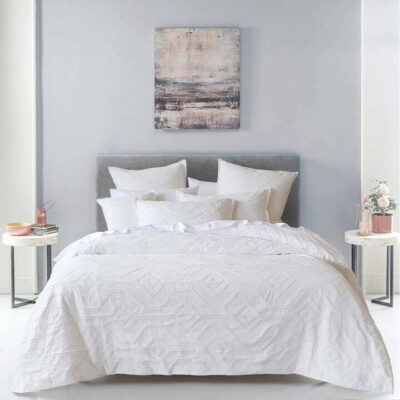 Kora Super King Quilt Cover Set White | OMF