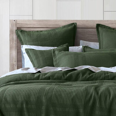 Sussex Super King Forest Green Quilt Cover Set | OMF