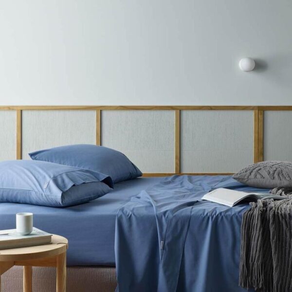 Natural Sleep Recycled Cotton And Bamboo Sheet Set Blue Single | OMF