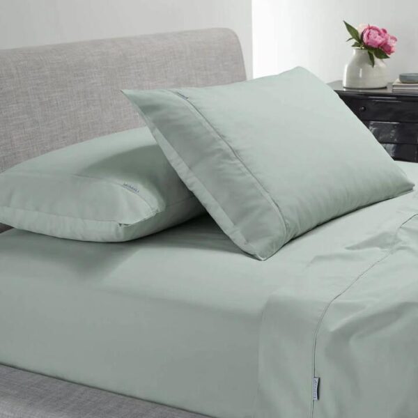 Heston 300TC Cotton Percale Sheet Set Sage Single | OMF